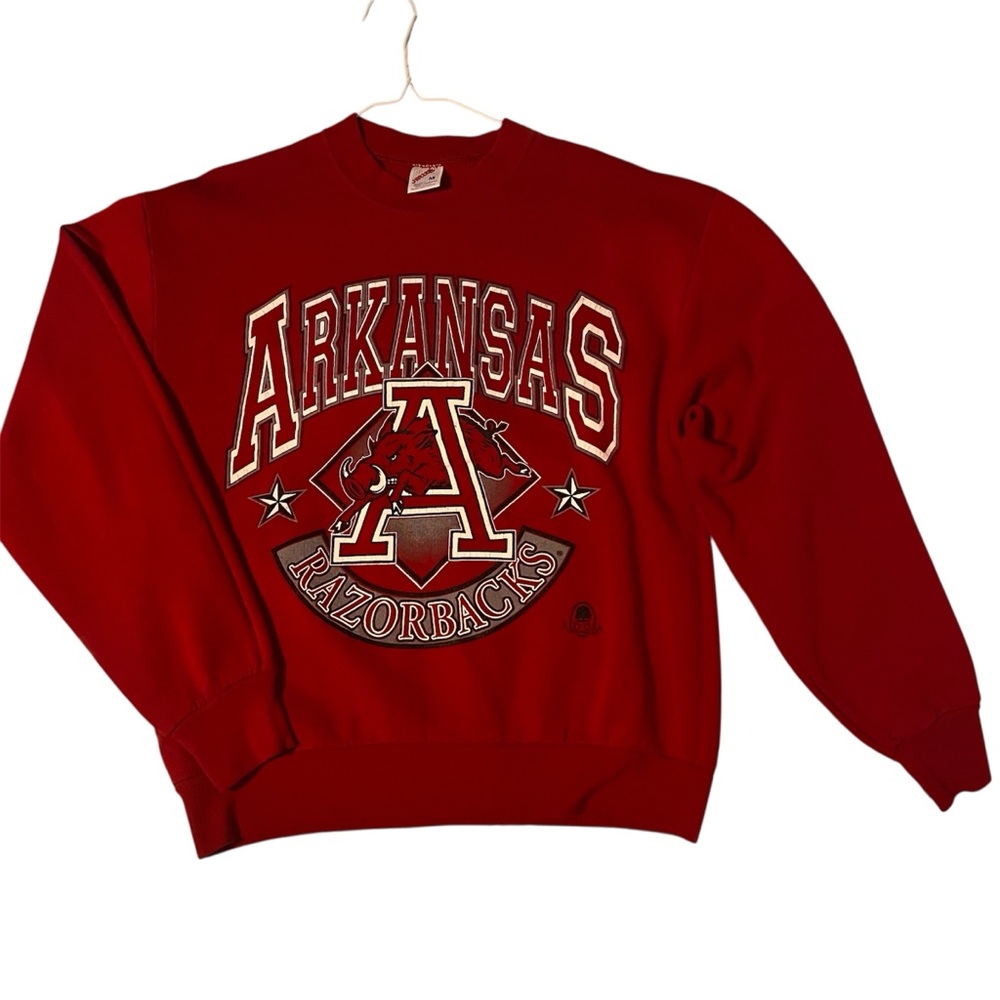 VTG Jerzees 90s Arkansas Razorbacks Red Pullover Crewneck Sweater